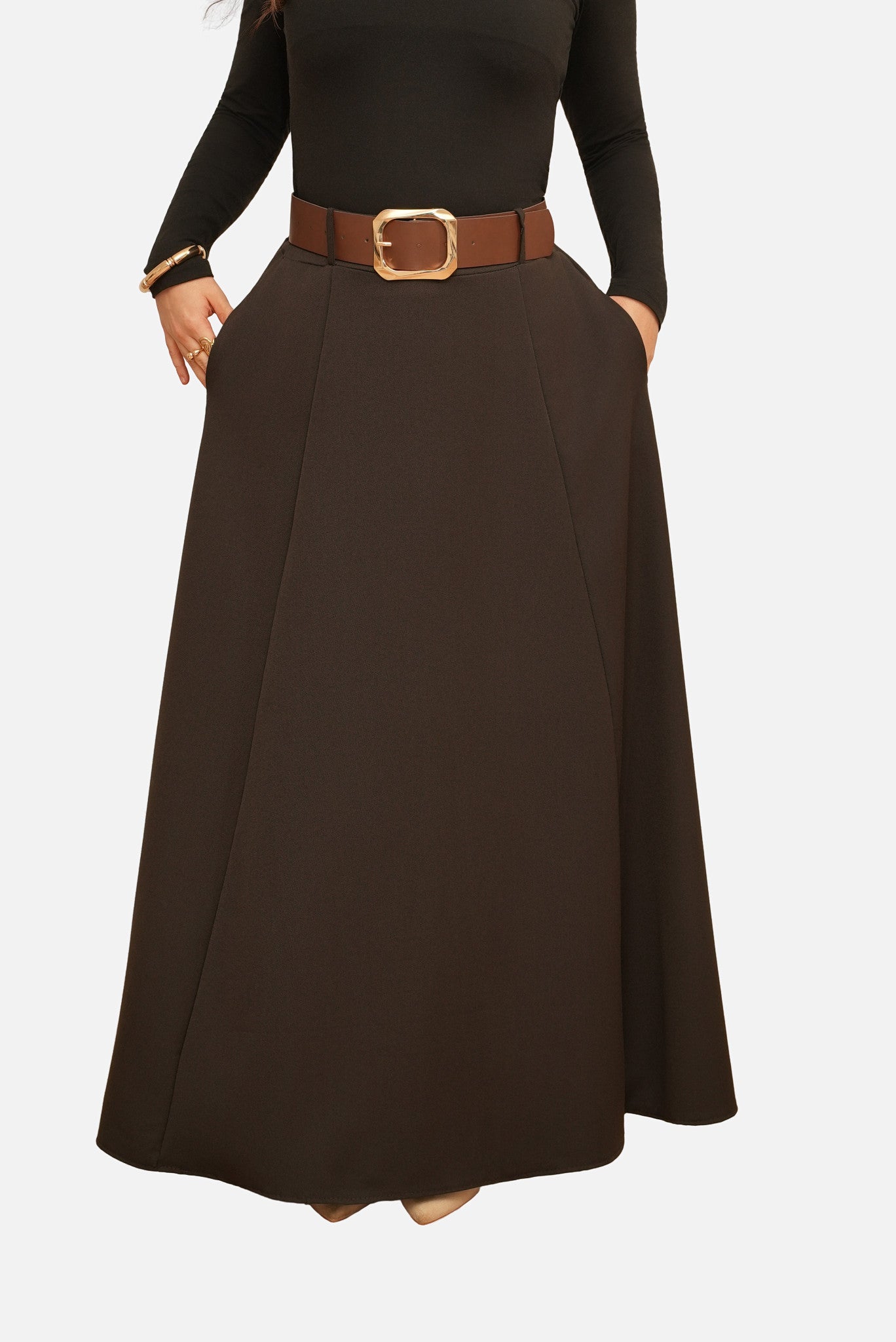 Belted Flared Skirt