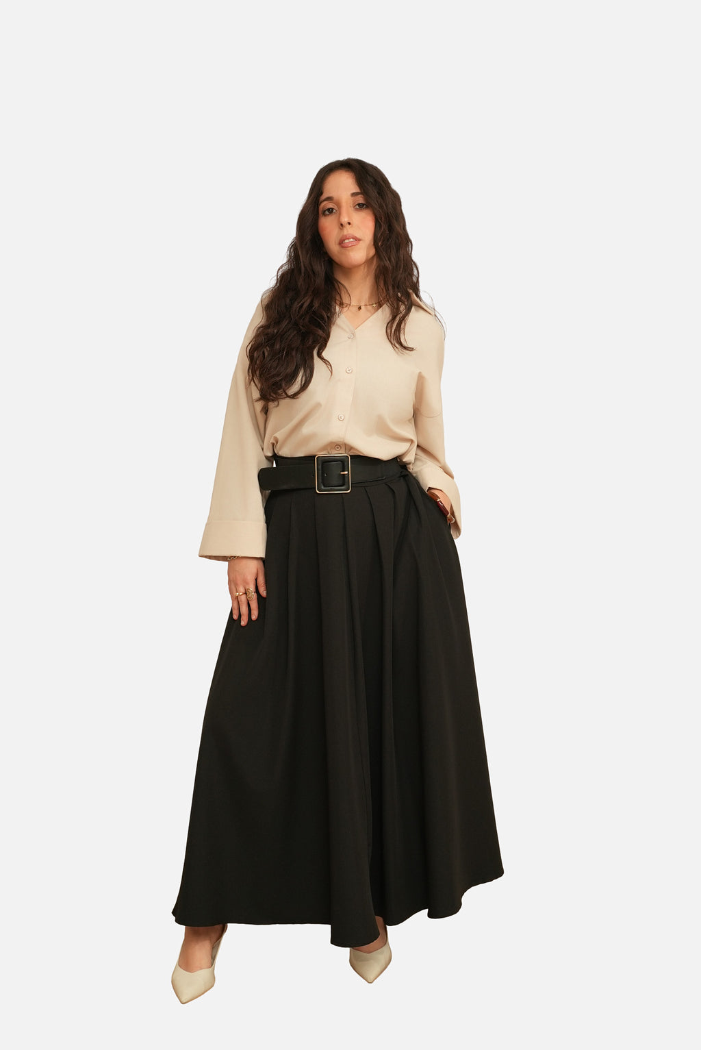 Belted Flared Skirt