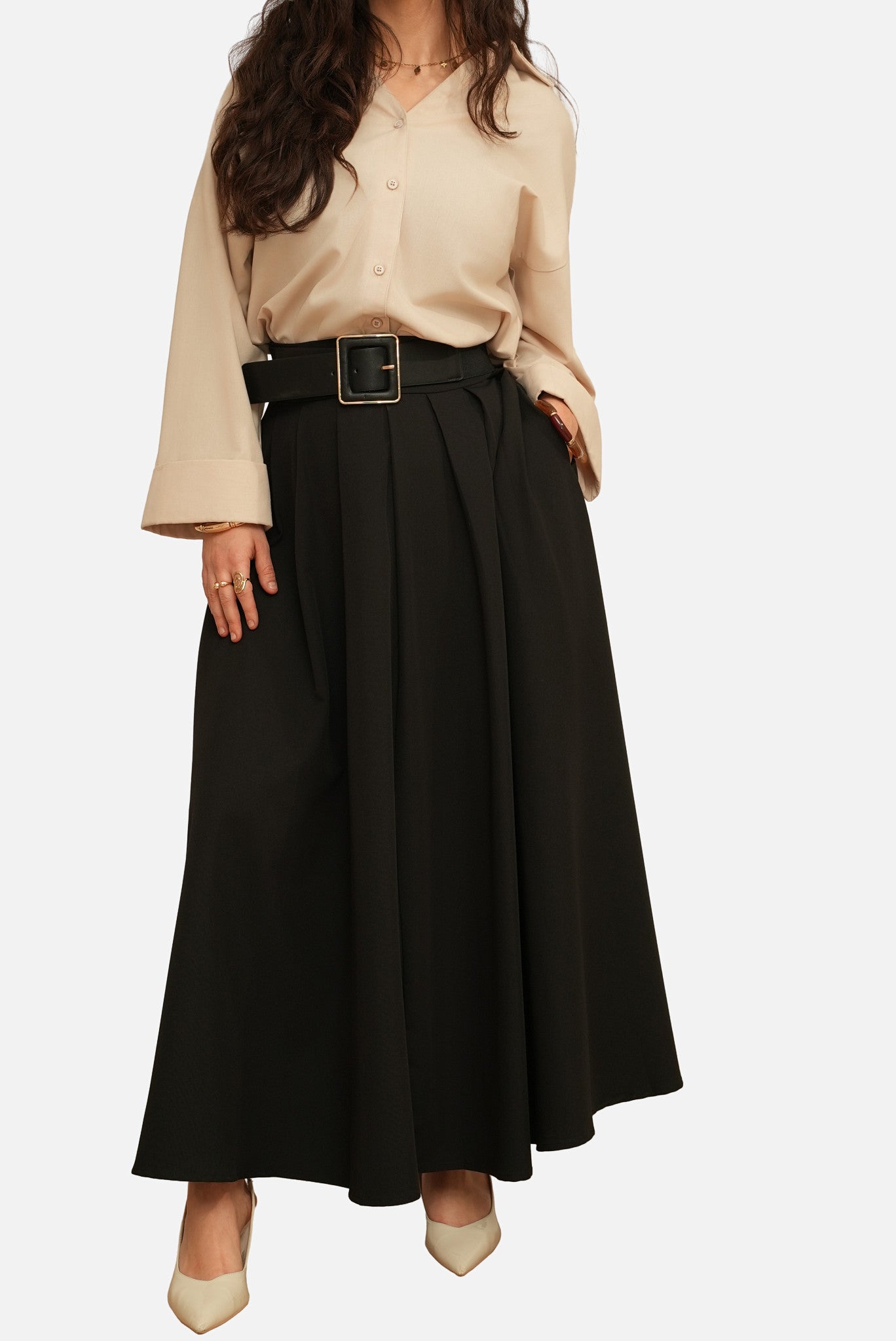 Belted Flared Skirt